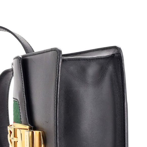 Gucci Sylvie Top Handle Bag Leather Mini Black - Picture 6 of 8